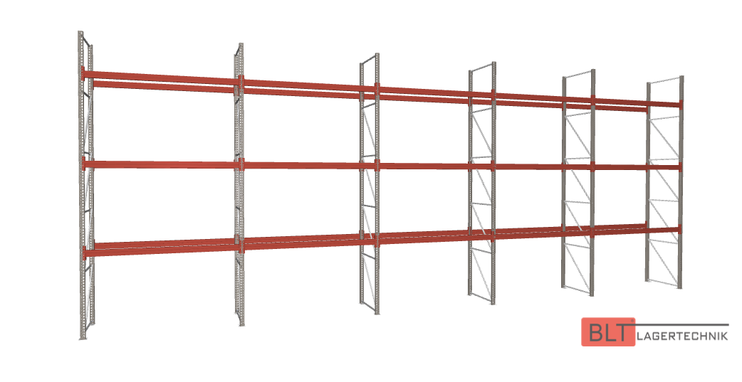 ca. 36,30 lfm, H:550cm, Fachlast: 1800 kg, Palettenregale, Schwerlastregale, Hochregale, Industrieregale, Regale sofort ab Lager